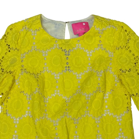 Lilly Pulitzer Mariella Dress Lillys Lemon Scallop Eyelet Size 0 HTF! - Picture 5 of 8